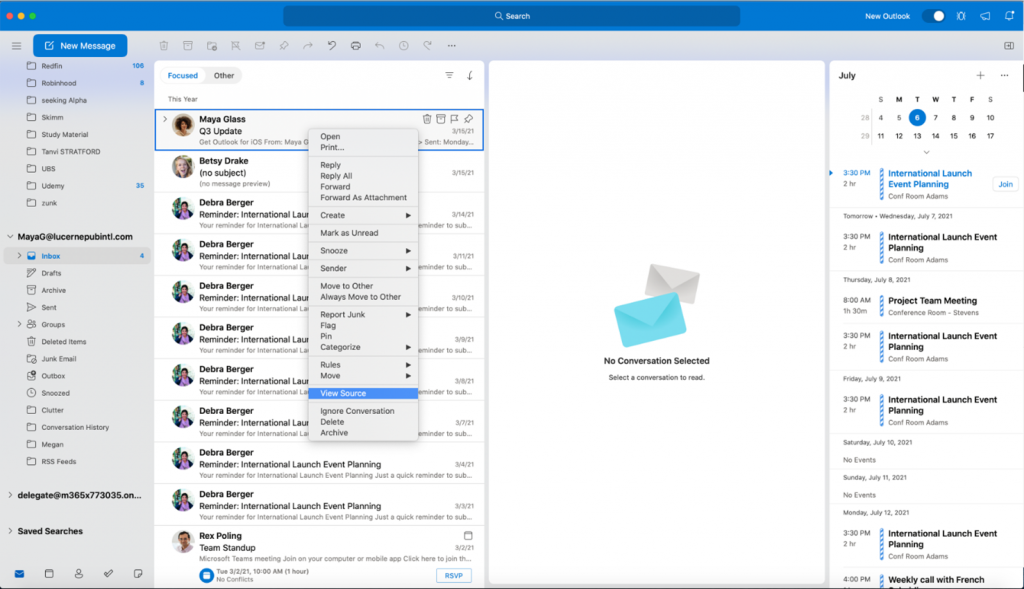 search for an email in outlook mac